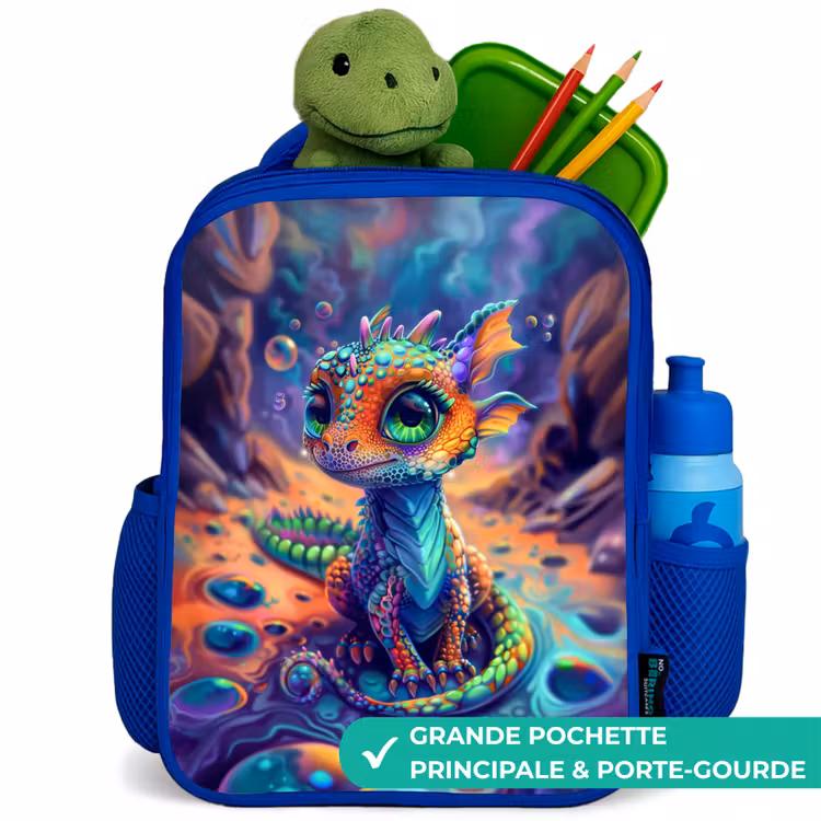 Sac à dos enfant - Bleu - Dragon saphir orné — 5