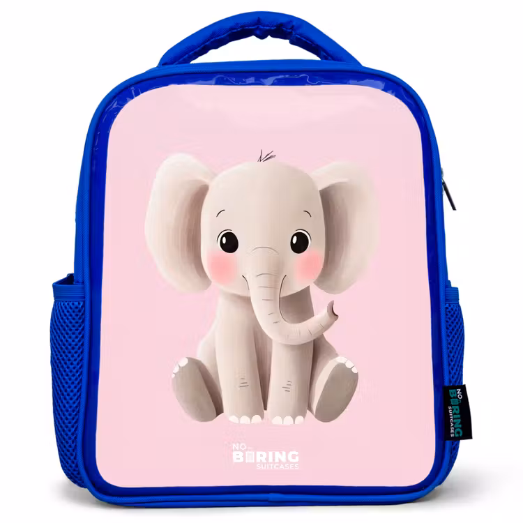 Sac à dos enfant - Bleu - Éléphant - Bébé - Fards à joues - Illustration — 1