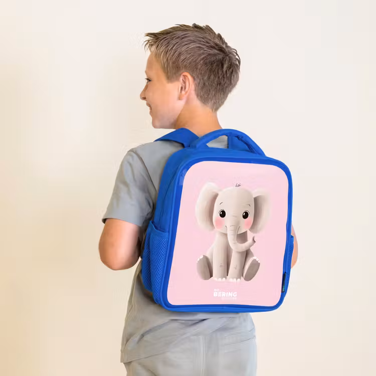 Sac à dos enfant - Bleu - Éléphant - Bébé - Fards à joues - Illustration — 2