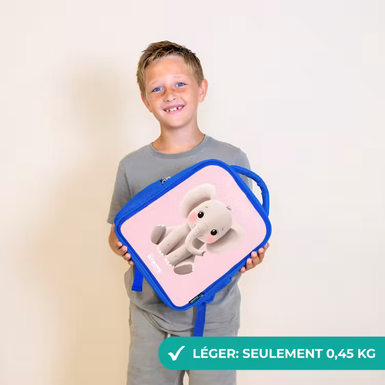 Sac à dos enfant - Bleu - Éléphant - Bébé - Fards à joues - Illustration — 3