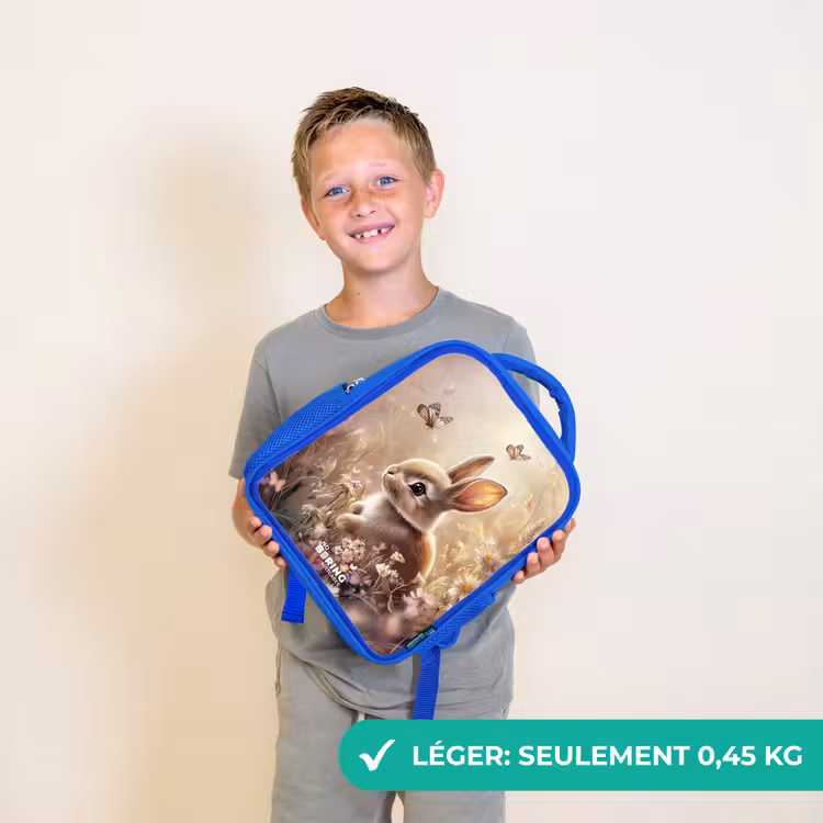 Sac à dos enfant - Bleu - Fleurs - Marron - Lapin - Papillon — 3
