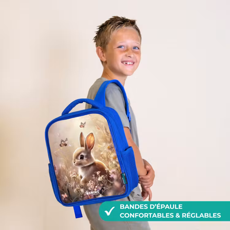 Sac à dos enfant - Bleu - Fleurs - Marron - Lapin - Papillon — 4