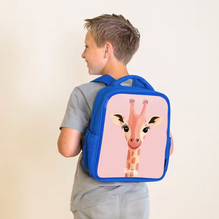 Sac à dos enfant - Bleu - Girafe - Cils - Minimaliste - Rose — 2