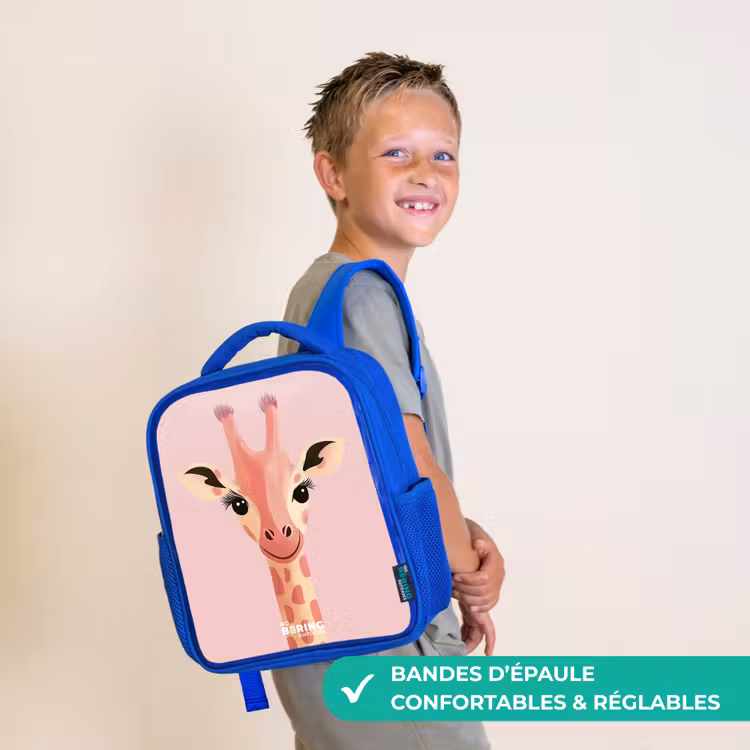 Sac à dos enfant - Bleu - Girafe - Cils - Minimaliste - Rose — 4