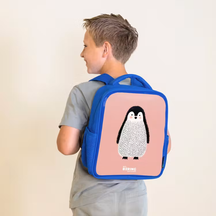 Sac à dos enfant - Bleu - Pingouin - Points - Rose - Minimaliste — 2