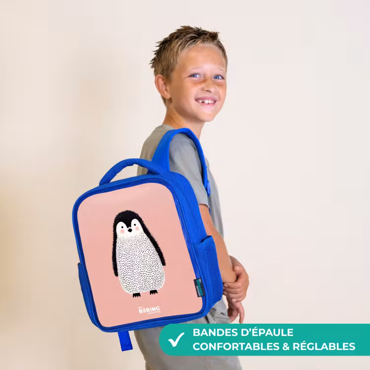 Sac à dos enfant - Bleu - Pingouin - Points - Rose - Minimaliste — 4