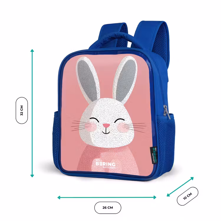 Sac à dos enfant - Bleu - Rose - Lapin - Sourire - Illustration — 6
