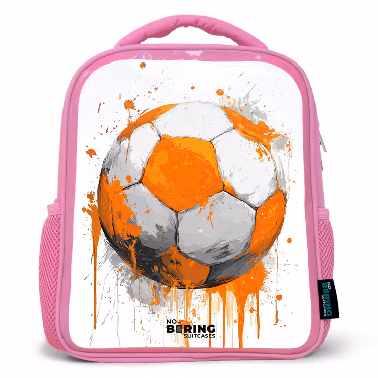 Sac à dos enfant - Rose - Football - Peinture - Orange — 1