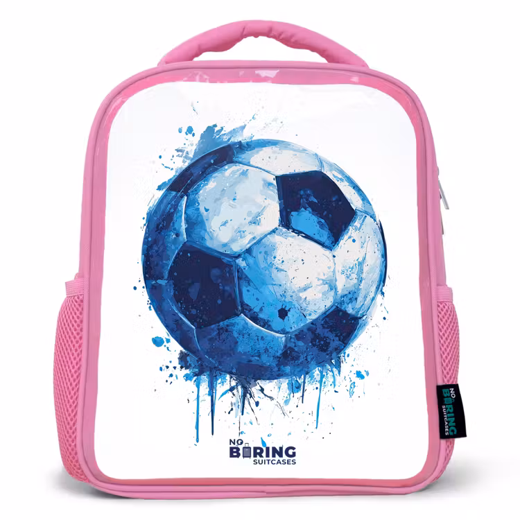 Sac à dos enfant - Rose - Football - Taches d'encre - Bleu - Ballon — 1