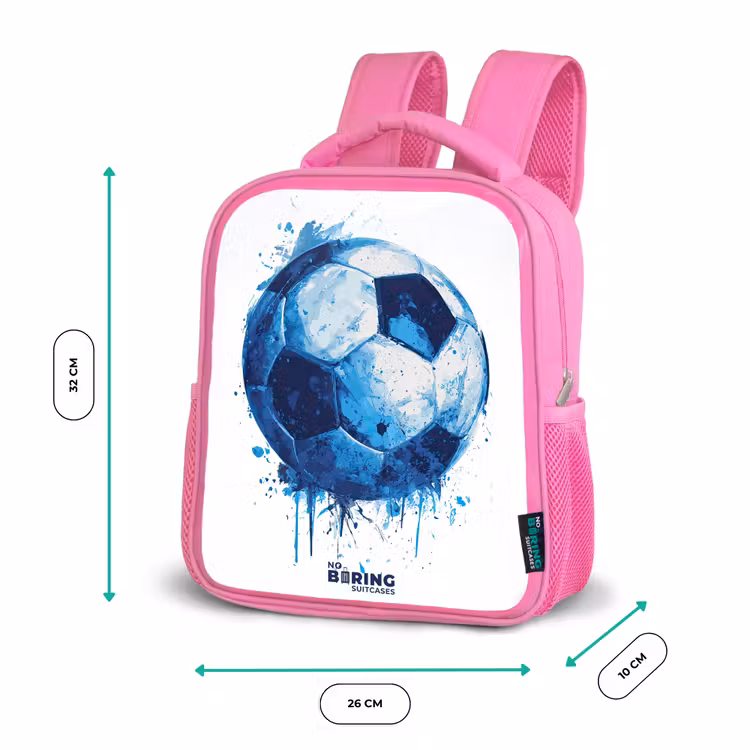 Sac à dos enfant - Rose - Football - Taches d'encre - Bleu - Ballon — 3