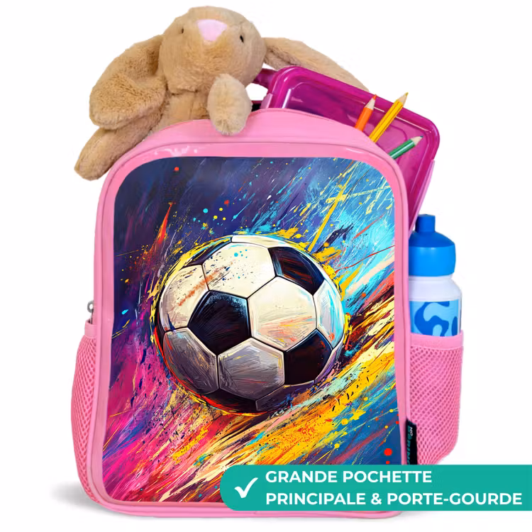 Sac à dos enfant - Rose - Néon - Football - Coloré — 2