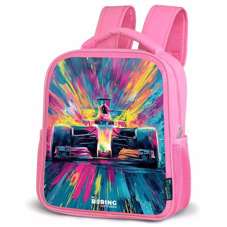 Sac à dos enfant - Rose - Voiture de course - Explosion - Colorée - Abstraite — 4