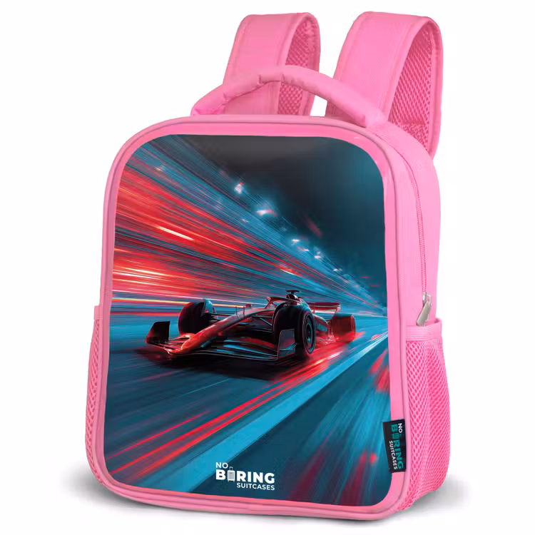 Sac à dos enfant - Rose - Voiture de course - Piste - Néon - Eclairage — 4