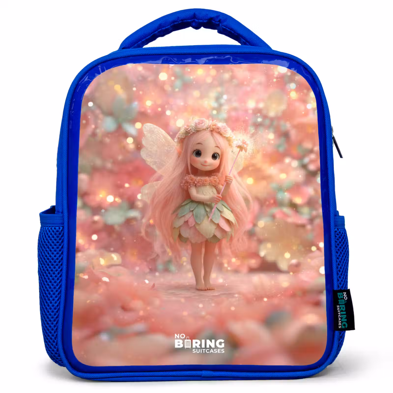 Sac à dos enfant - Bleu - Fée des fleurs dans un monde de conte de fées rose — 1