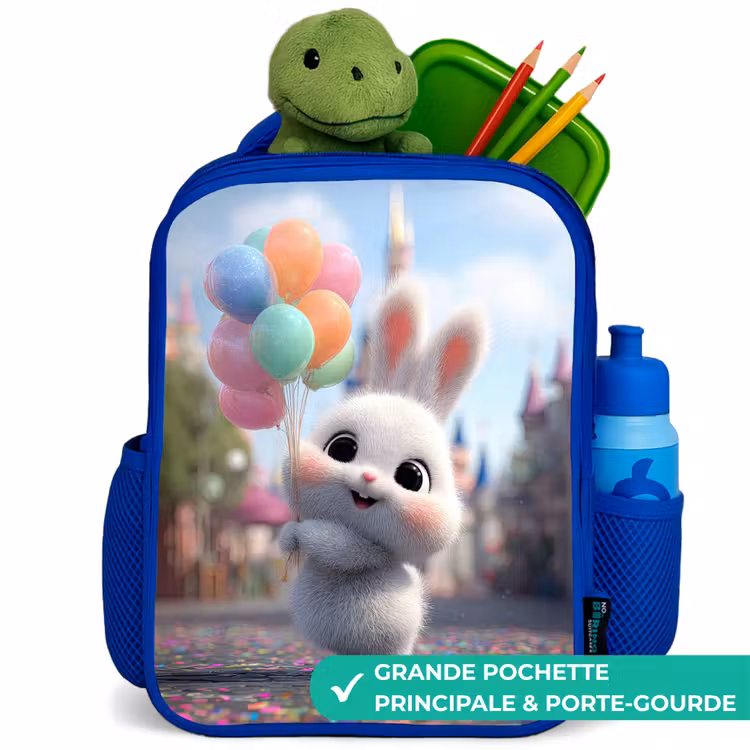 Sac à dos enfant - Bleu - Lapin - Ballons — 5