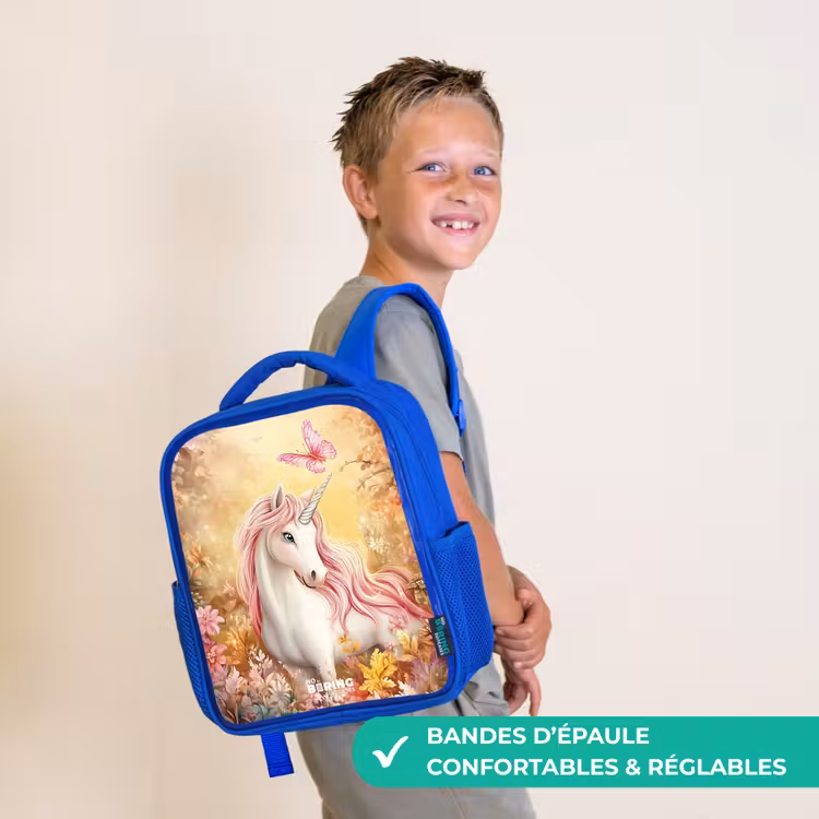 Sac à dos enfant - Bleu - Licorne - Papillon - Rose - Crinière — 4