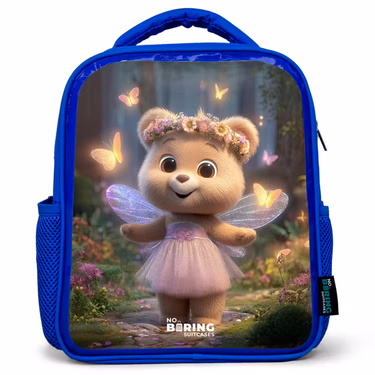 Sac à dos enfant - Bleu - Ours - Papillons - Forêt - Fée — 1