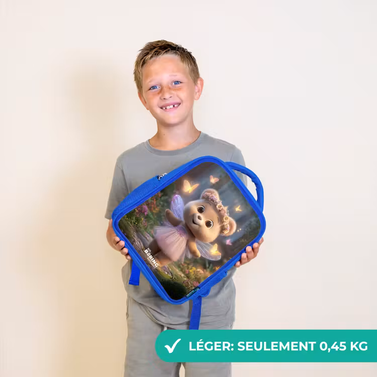Sac à dos enfant - Bleu - Ours - Papillons - Forêt - Fée — 3