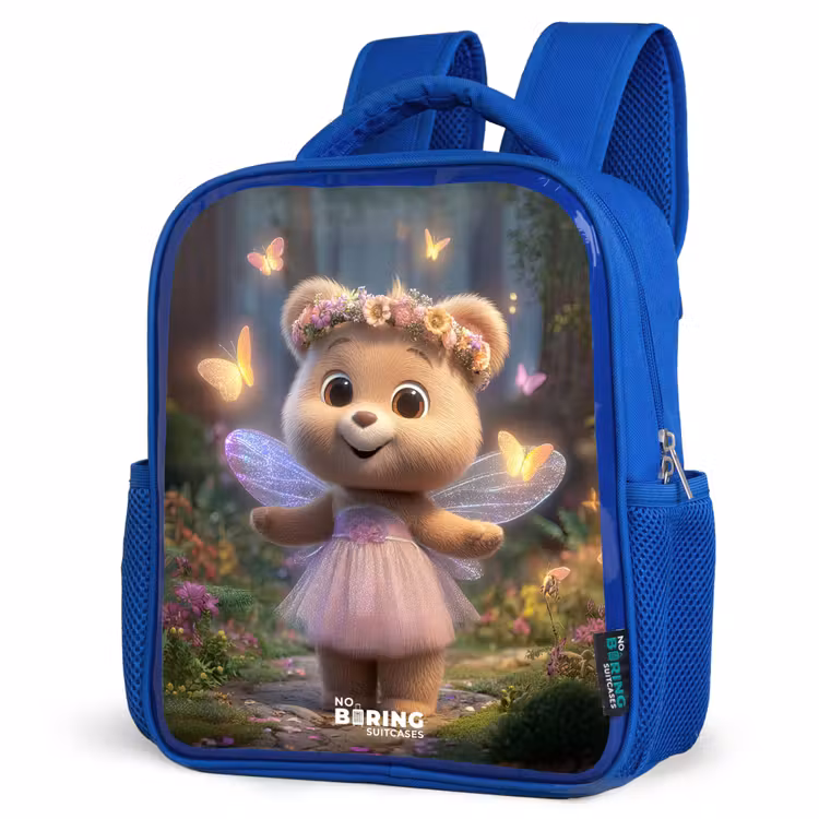 Sac à dos enfant - Bleu - Ours - Papillons - Forêt - Fée — 7