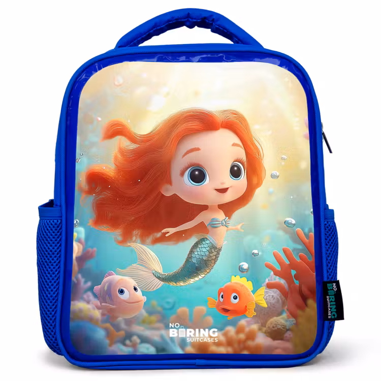 Sac à dos enfant - Bleu - Sirène - Poisson - Corail — 1