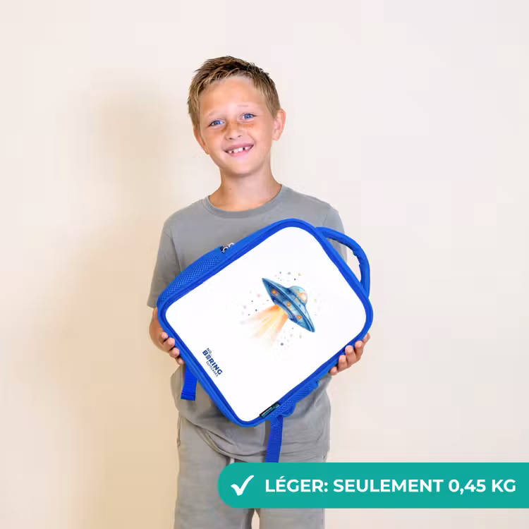 Sac à dos enfant - Bleu - Vaisseau spatial bleu avec faisceau lumineux — 3