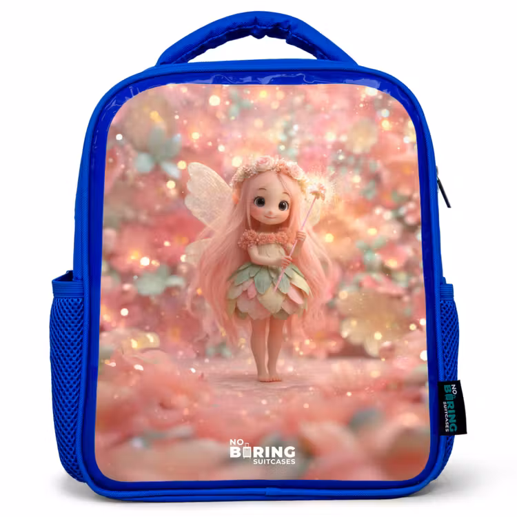 Sac à dos enfant - Bleu - Fée des fleurs dans un monde de conte de fées rose — 1