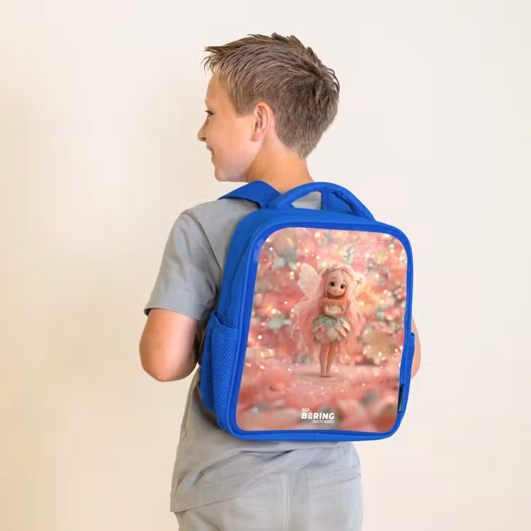Sac à dos enfant - Bleu - Fée des fleurs dans un monde de conte de fées rose — 2