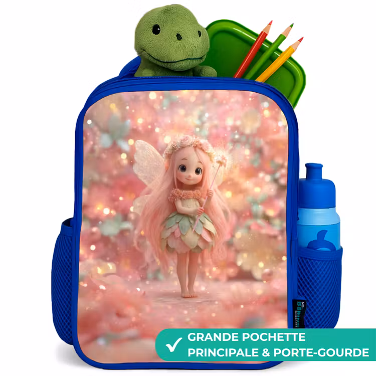Sac à dos enfant - Bleu - Fée des fleurs dans un monde de conte de fées rose — 5