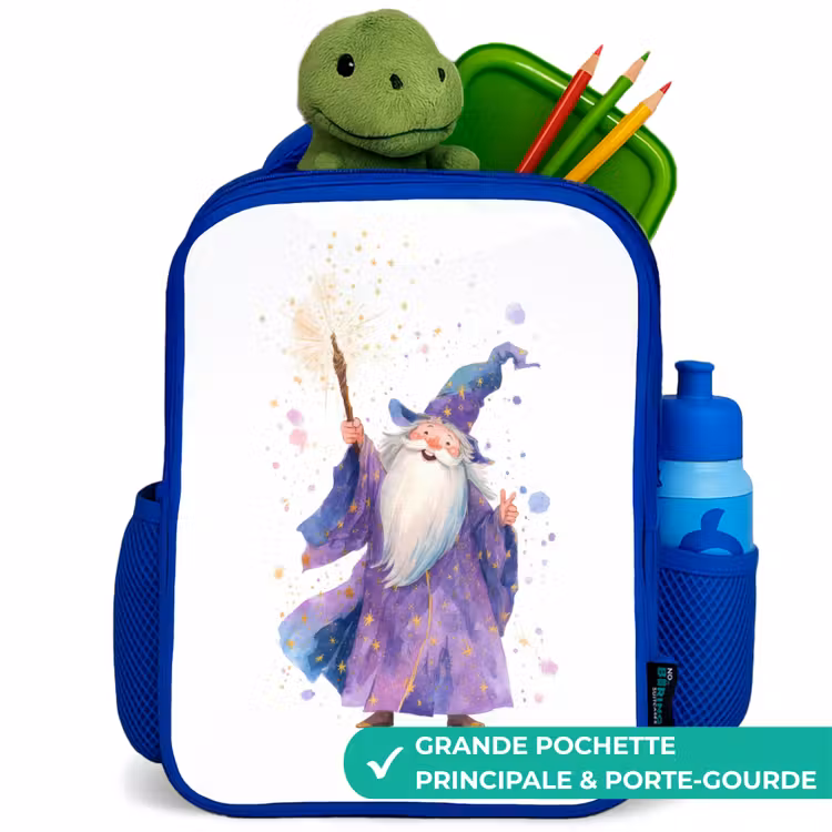 Sac à dos enfant - Bleu - Vieux magicien avec bâton — 5
