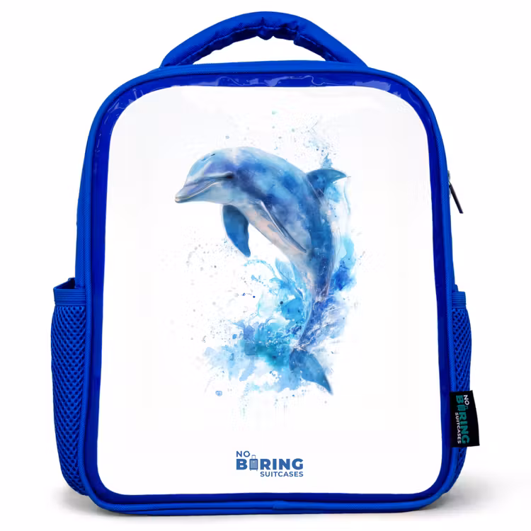 Sac à dos enfant - Bleu - Dauphin bleu sauteur — 1