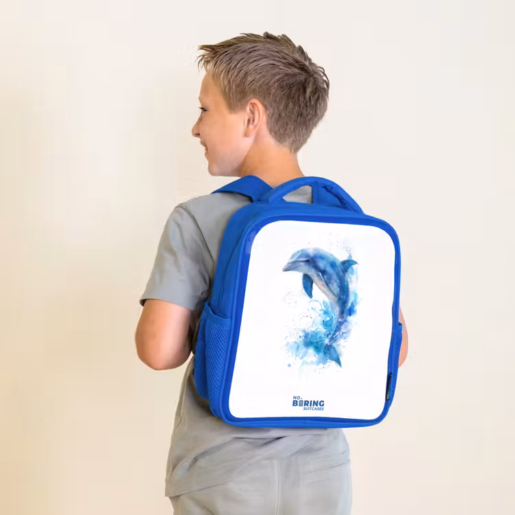 Sac à dos enfant - Bleu - Dauphin bleu sauteur — 2