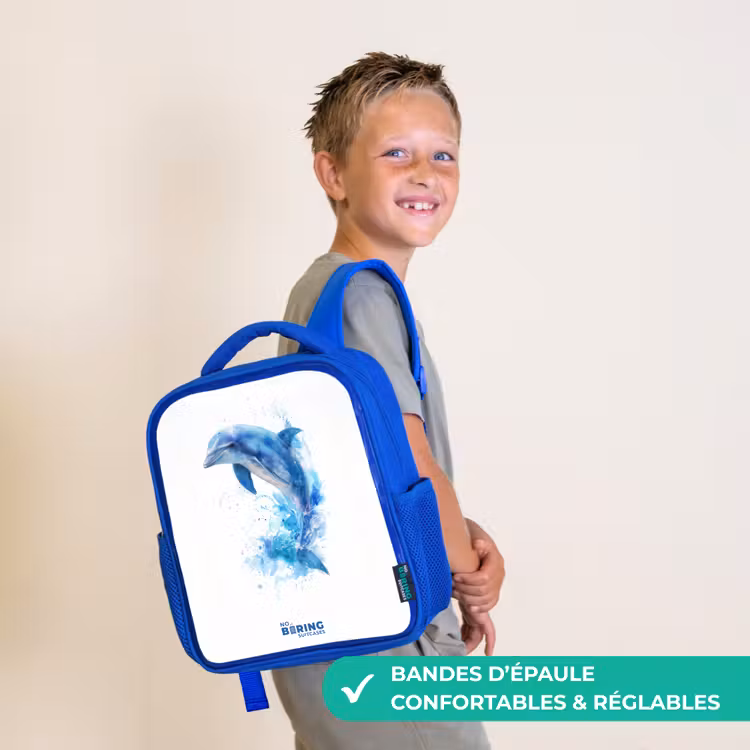 Sac à dos enfant - Bleu - Dauphin bleu sauteur — 4