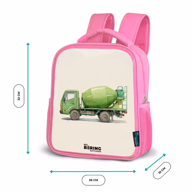 Sac à dos enfant - Rose - Bétonnière - Signée - Verte — 3