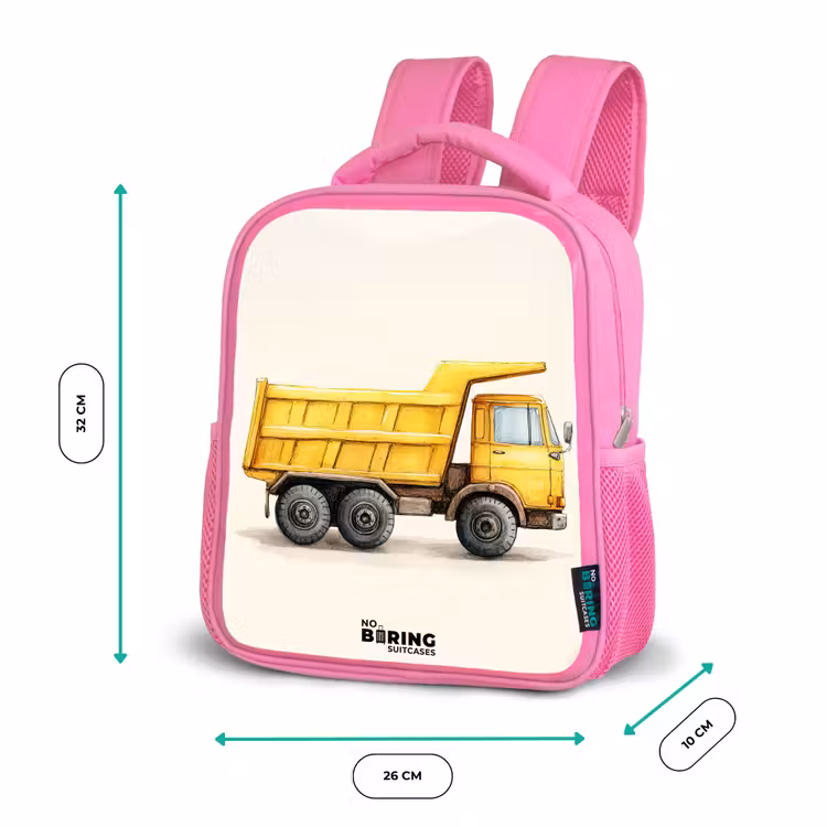 Sac à dos enfant - Rose - Camion-benne - Signé - Jaune — 3