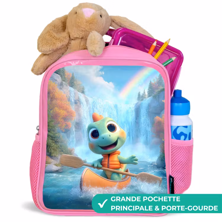 Sac à dos enfant - Rose - Dino - Nature - Cascade — 2
