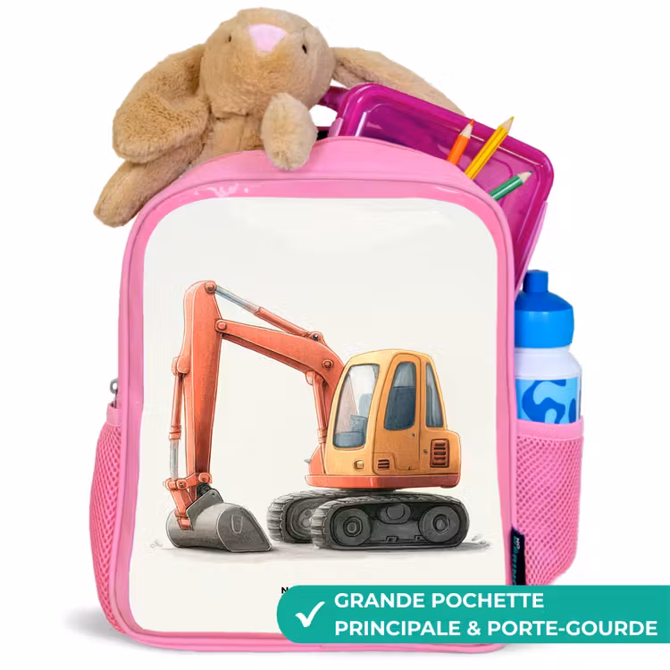 Sac à dos enfant - Rose - Excavateur - Signé - Orange — 2