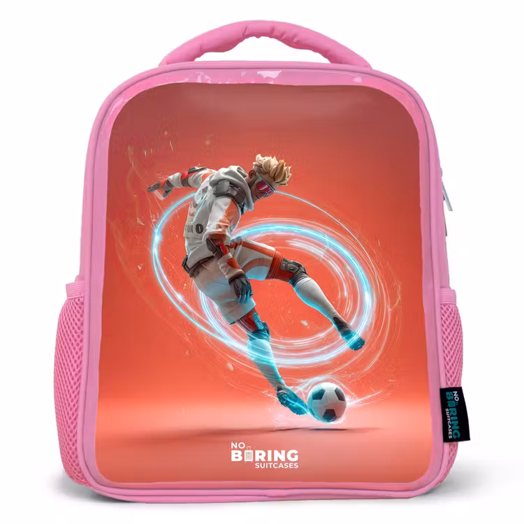 Sac à dos enfant - Rose - Football - Garçon - Rouge - Cercle lumineux — 1