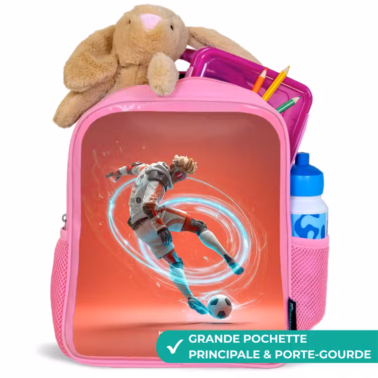 Sac à dos enfant - Rose - Football - Garçon - Rouge - Cercle lumineux — 2