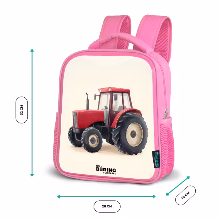 Sac à dos enfant - Rose - Tracteur - Signé - Rouge — 3