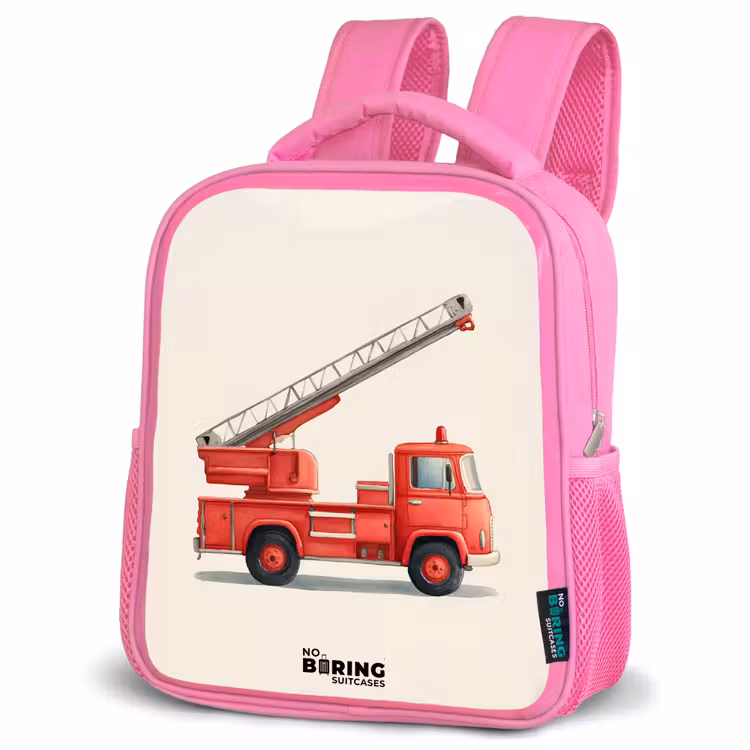 Sac à dos enfant - Rose - Véhicule de pompiers - Signé - Rouge — 4