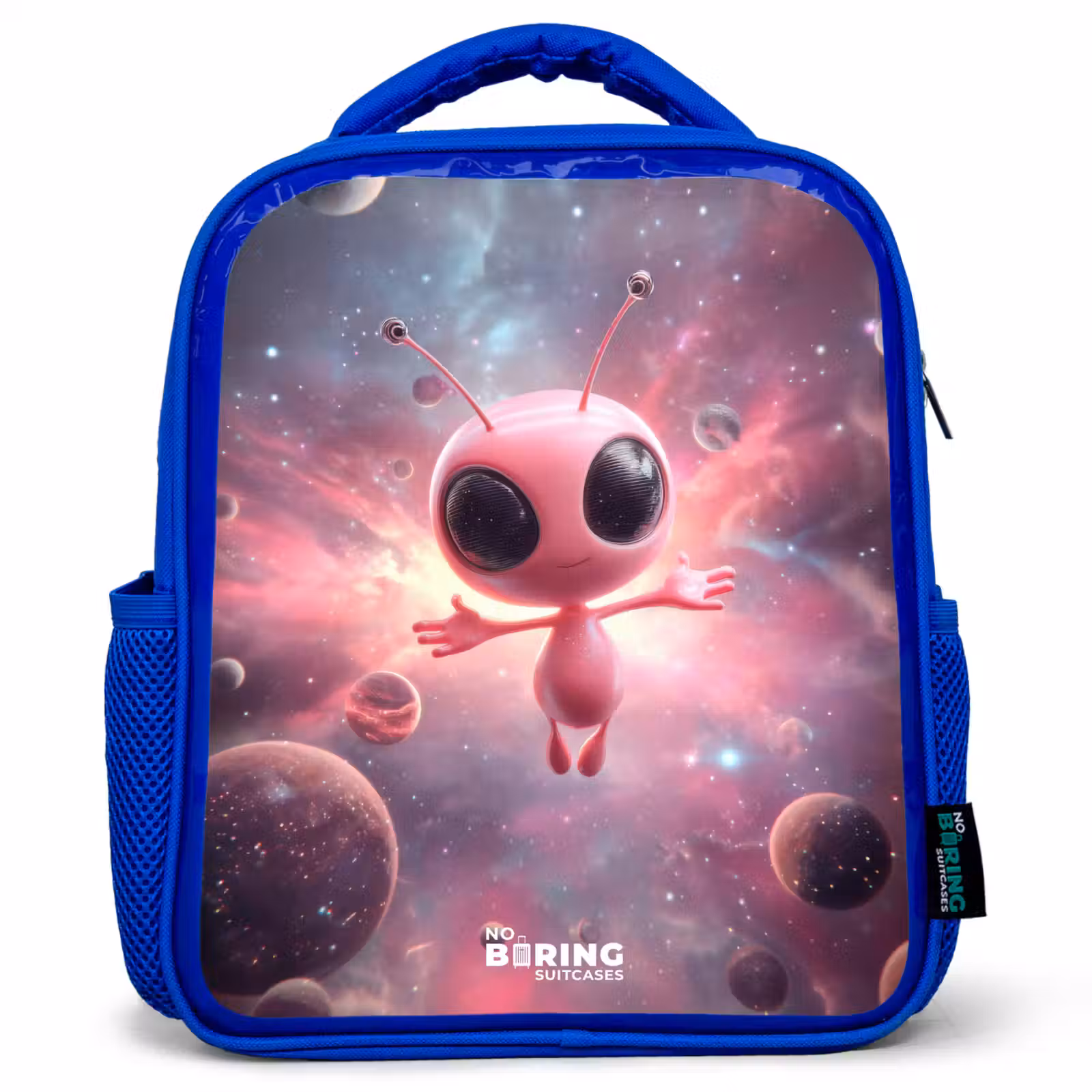 Sac à dos enfant - Bleu - Alien rose dans une nébuleuse d'étoiles — 1