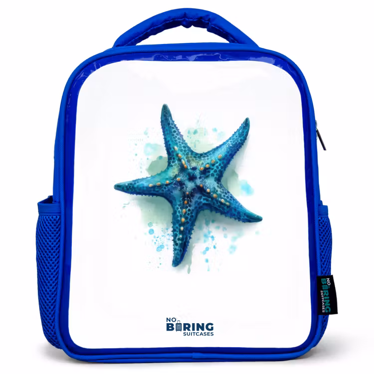 Sac à dos enfant - Bleu - Étoile de mer bleue sur fond blanc — 1