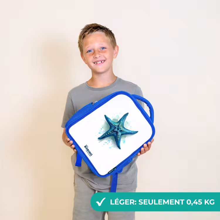 Sac à dos enfant - Bleu - Étoile de mer bleue sur fond blanc — 3
