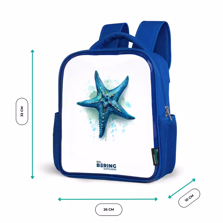 Sac à dos enfant - Bleu - Étoile de mer bleue sur fond blanc — 6