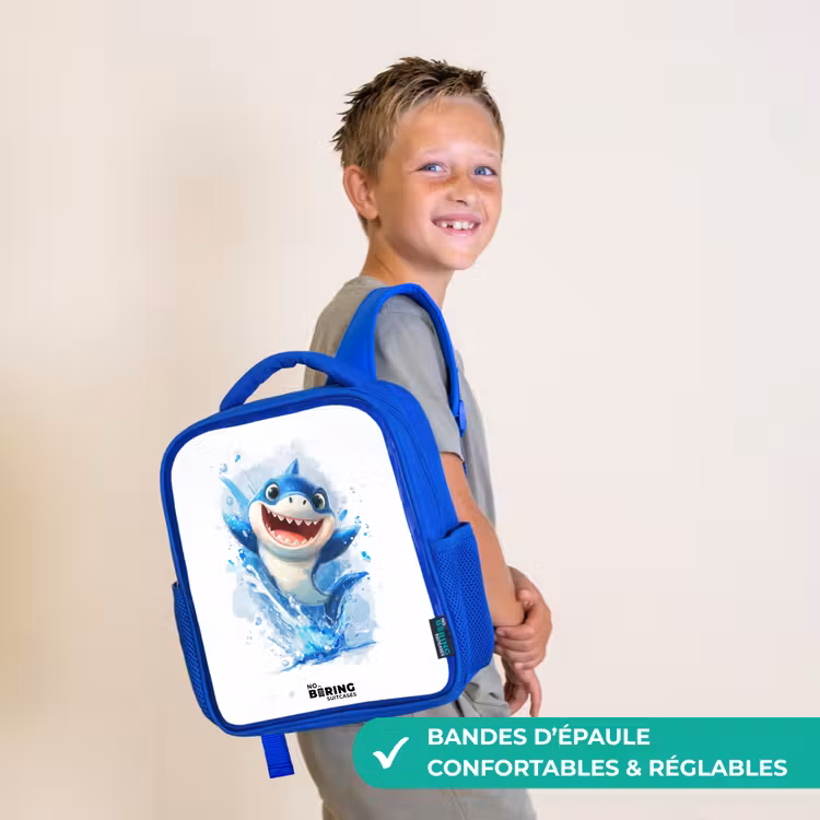 Sac à dos enfant - Bleu - Requin - Dents - Eau — 4