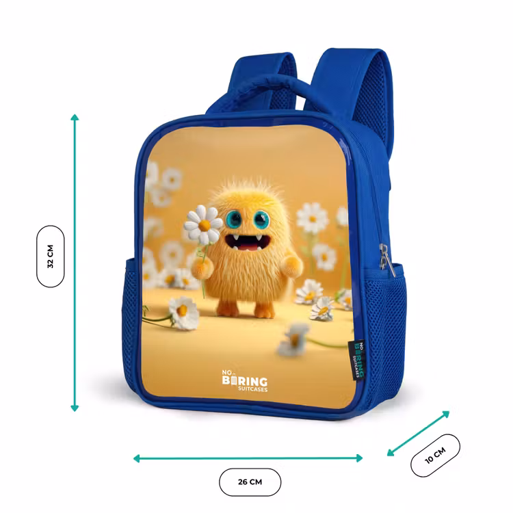 Sac à dos enfant - Bleu - Monstre - Créature - Fleur - Jaune — 6