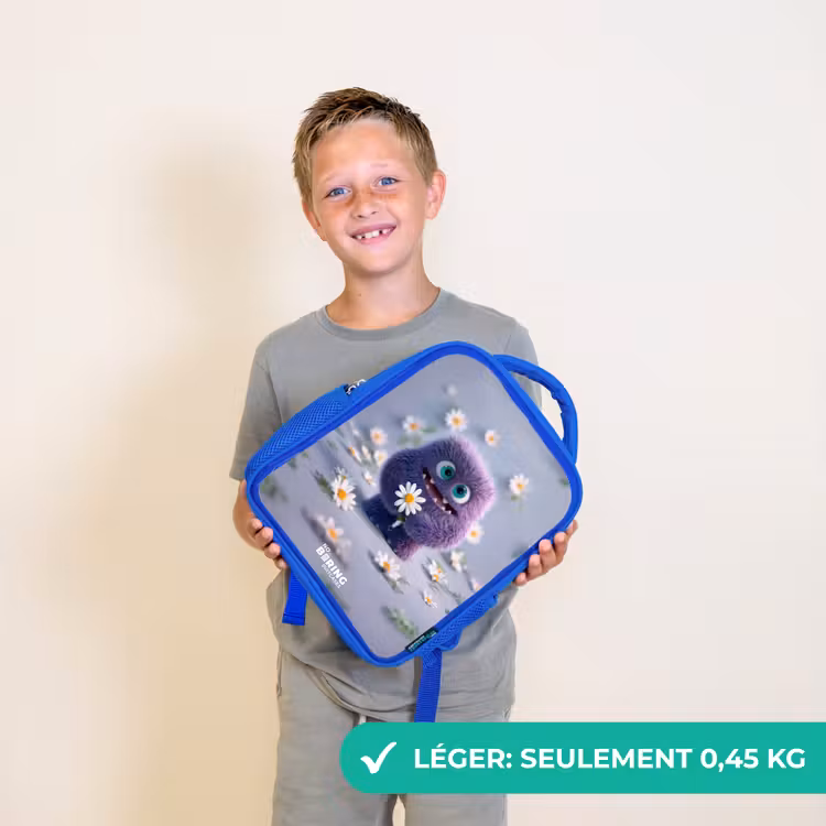 Sac à dos enfant - Bleu - Ami pelucheux violet avec marguerite — 3