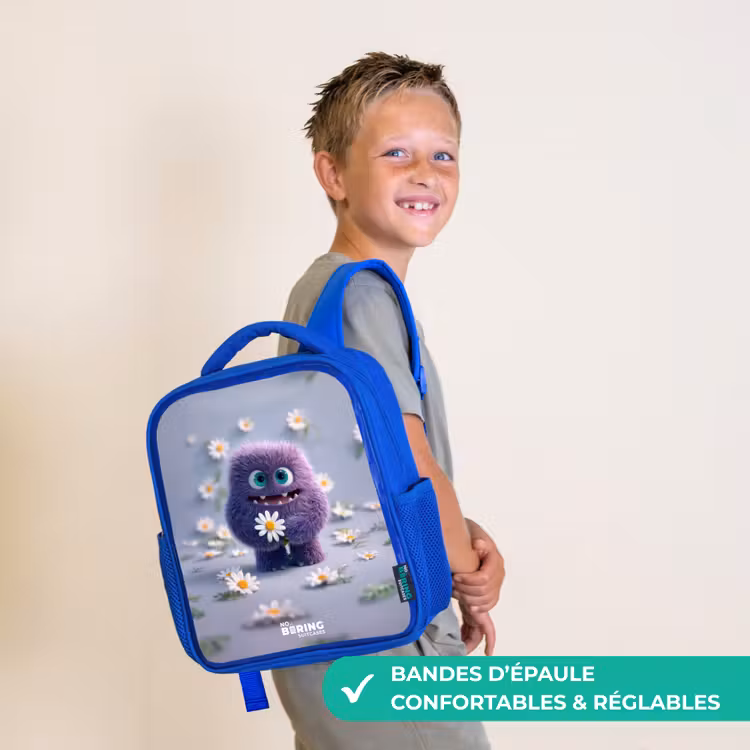 Sac à dos enfant - Bleu - Ami pelucheux violet avec marguerite — 4