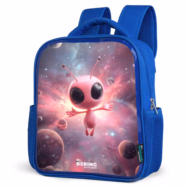 Sac à dos enfant - Bleu - Alien rose dans une nébuleuse d'étoiles — 7