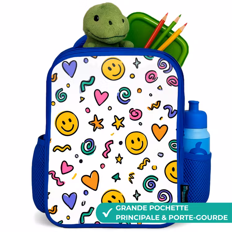 Sac à dos enfant - Bleu - Smiley - Coeur - Étoile — 5